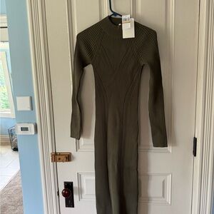 A.L.C. Long Sleeve Knit Olive Dress